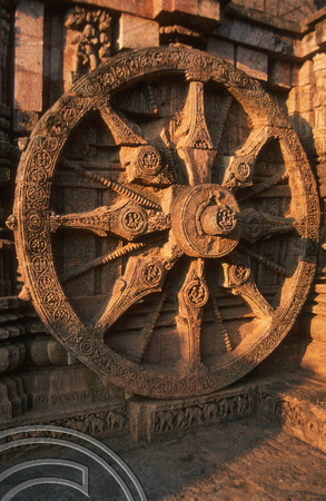 T6707. Wheel on the Sun Temple. Konarak. Orissa. India. February 1998