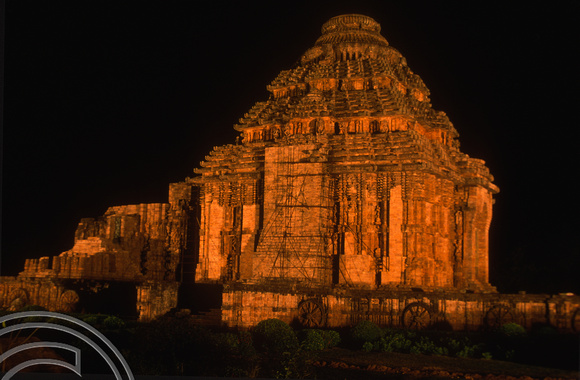 T6723. The Sun Temple at night. Konarak. Orissa. India. February 1998