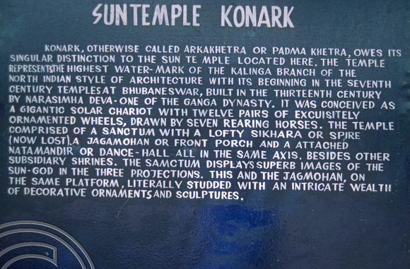 T6747. Sign explaining. The Sun Temple. Konarak. Orissa. India. February 1998