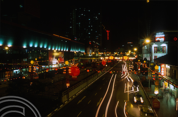 T015760. Lanterns and light trails. New Bridge Rd. Singapore. 8th September 2003