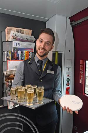 DG289823. Champagne is served. train 9114, the press trip to   Amsterdam. 20.2.18