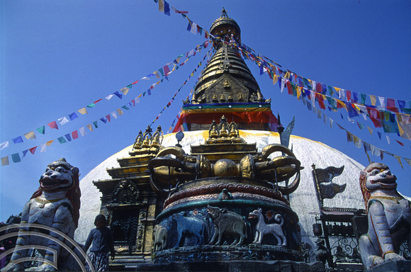 T3274. The stupa of the Monkey Temple. Kathmandu. Nepal. 1992