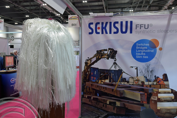 DG295537. Wig made from a synthetic sleeper. Sekisui stand. Infrarail 2018. London. 3.5.18