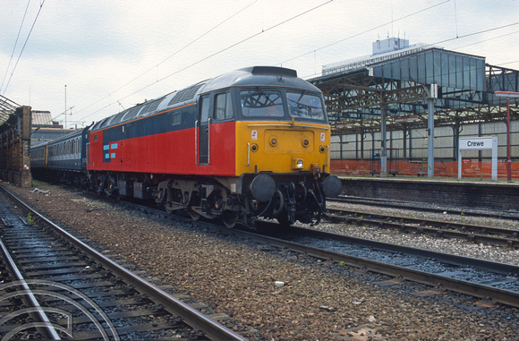 04783. 47536. 53921. Loco coming of a train of scrap DMUs en route to Glasgow. Crewe. 13.6.1995