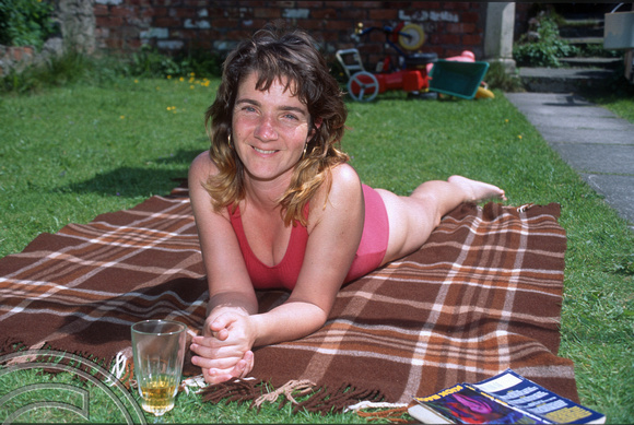 Lynn sunbathing at Hampton Rd. Southport. 18th June 1995