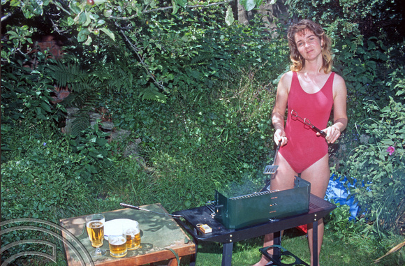 Lynn with barbecue at Hampron Rd. Southport. 18th June 1995