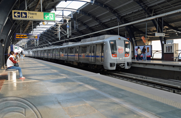 DG69817. Bombardier metro train at Rajouri Gardens. Delhi. India.  11.12.10.