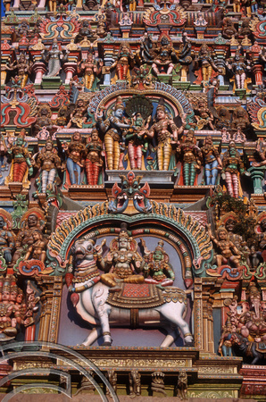 T6446. Statues on the Shree Meenakshi Temple. Madurai. Tamil Nadu. India. January 1998