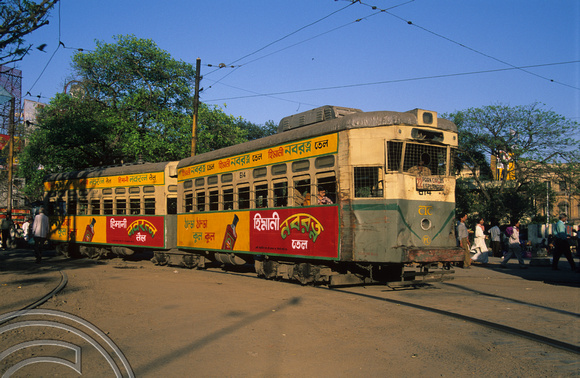 T6781. Tram 614. Terminus. Calcutta. W Bengal. India. 1998.