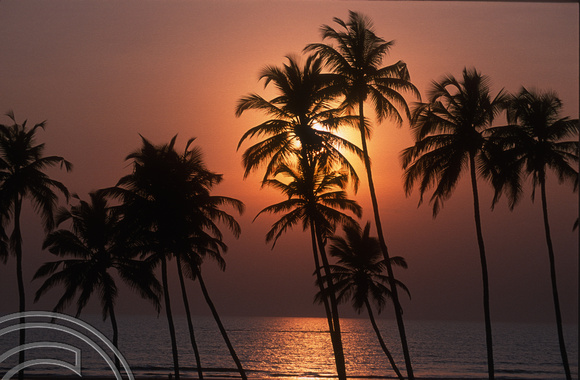 T12814. Sunset at the beach. Mandrem. Goa. India. 31st January 2002