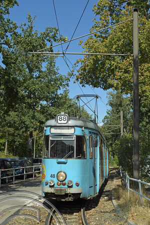 DG308605. Tram 48. Freidrichagen Bahnhof. Rüdersdorf tramway. Germany. 17.9.18