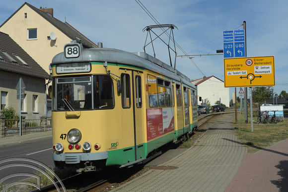 DG308611. Tram 47. Schöneicher Chaussee. Rüdersdorf tramway. Germany. 17.9.18