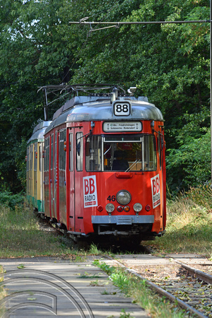 DG308646. Tram 46 at the depot. Rüdersdorf tramway. Germany. 17.9.18