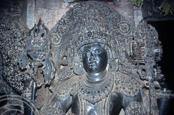 T5881. Statue. Hoysaleshwara Temple. Halebid. Karnataka. India. January 1996