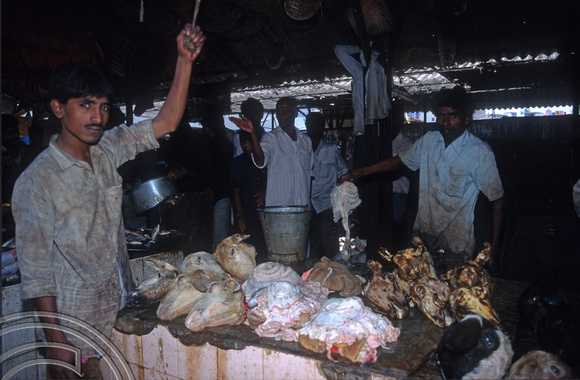 T5823. Meat stall. The market. Mysore. Karnataka. India. January 1996