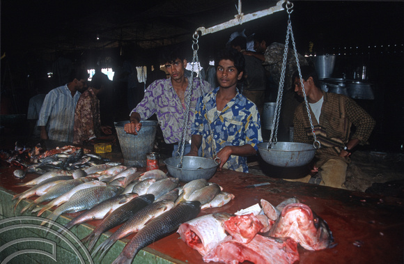 T5824. Fish stall. The market. Mysore. Karnataka. India. January 1996