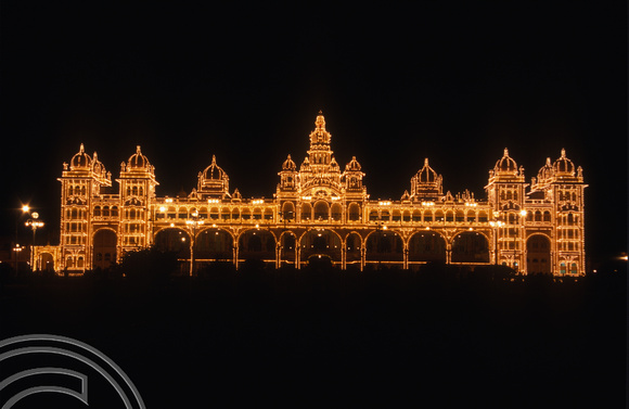 T5831. The Palace lit up at night. Mysore. Karnataka. India. January 1996