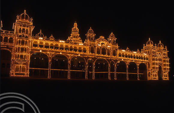 T5834. The Palace lit up at night. Mysore. Karnataka. India. January 1996