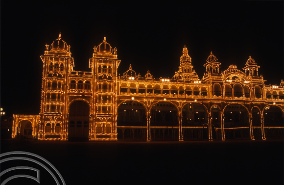 T5836. The Palace lit up at night. Mysore. Karnataka. India. January 1996