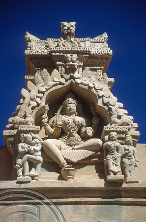 T5863. Statue inside the Jain temple.. Sravanabelagola. Karnataka. India. January 1996