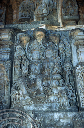 T5886. Statue. Hoysaleshwara Temple. Halebid. Karnataka. India. January 1996