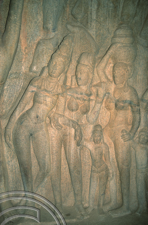 T6616. Carvings inside the Krishna Mandapam. Mahabalipuram. Tamil Nadu. India. February 1998
