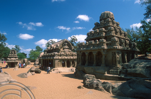 T6624. View of the 5 Rathas. Mahabalipuram. Tamil Nadu. India. February 1998