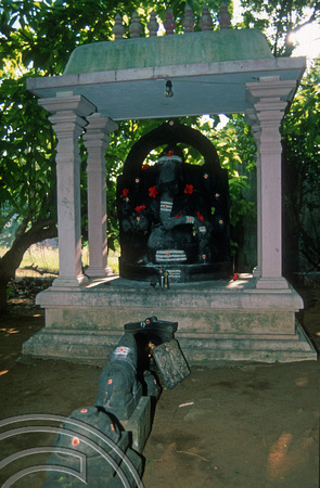 T6655. Ganesh shrine at a hotel. Mahabalipuram. Tamil Nadu. India. February 1998