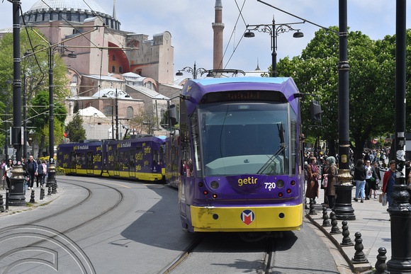 DG393678. Trams 709. 720. Sultanahmet. Istanbul. Turkey. 7.5.2023.