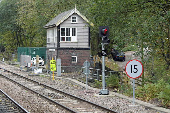 DG312311. New signals and old signalbox. Hebden Bridge. 23.10.18