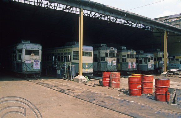 T6767. Park Circus tram depot. Calcutta. W Bengal. India. 1998.