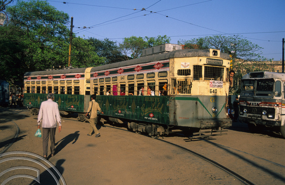 T6783. Tram 640. Terminus. Calcutta. W Bengal. India. 1998.