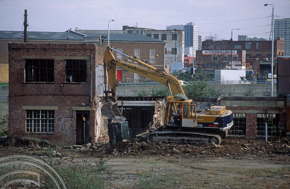 R0106. The former Old Ford Goods yard being cleared for housing. Bow. London. 11th March 1994.