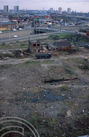 R0105. The former Old Ford Goods yard being cleared for housing. Bow. London. 11th March 1994.