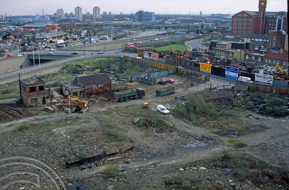 R0103. The former Old Ford Goods yard being cleared for housing. Bow. London. 11th March 1994.