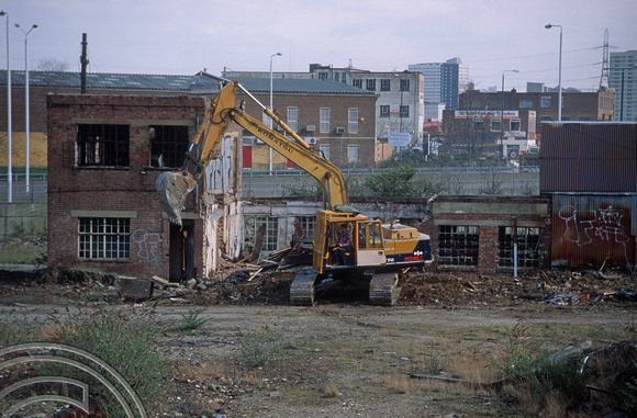 R0108. The former Old Ford Goods yard being cleared for housing. Bow. London. 11th March 1994.