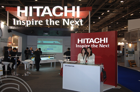 DG09179. Hitachi stand. Railtex 2007. 20.2.07.