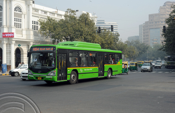 DG69759. Greener buses in Connaught Place. Delhi. India. 10.12.10.