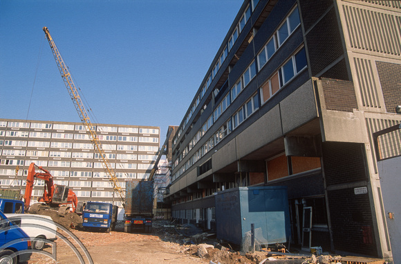 S0089. Preparing the demolition of H Block. Lefevre Estate Bo. East London. 1994. jpg