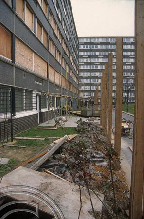 S0096. Preparing the demolition of H Block. Lefevre Estate Bo. East London. 1994. jpg