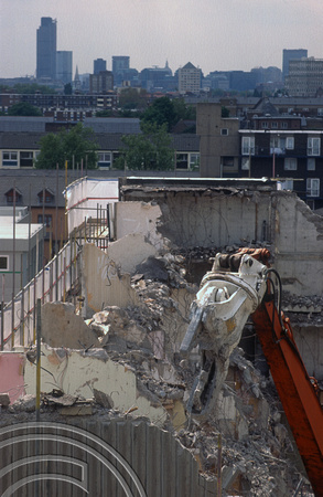 S0106. Demolishing H Block. Lefevere Estate. Bow. East London. 1994