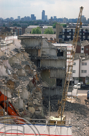 S0109. Demolishing H Block. Lefevere Estate. Bow. East London. 1994