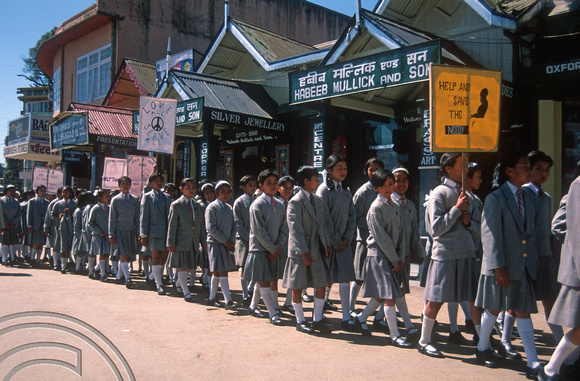 T6903. Schoolchildren protesting about hunger. Darjeeling. West Bengal. India. April.1998.