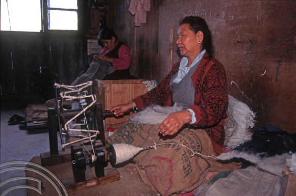 T6931. Spinning at the Tibetan refugee centre. Darjeeling. West Bengal. India. April.1998.