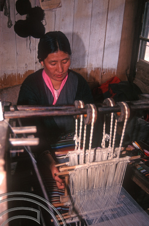 T6952. Weaver at the Tibetan refugee centre. Darjeeling. West Bengal. India. April.1998.