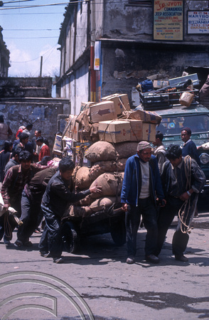T6979. Porters with heavy cart. Darjeeling. West Bengal. India. April.1998.