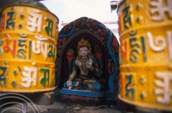 T7027. Prayer wheels in a shrine. Kathmandu. Nepal. April.1998.