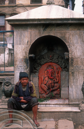 T7023. Street shrine to Ganesh. Kathmandu. Nepal. April.1998.