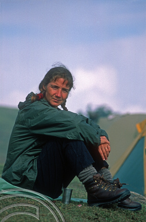 T7144. Lynn on the trek. Gorkha district. Nepal. April.1998.