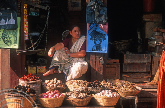 T7038. Provision store. Durbar Square. Kathmandu. Nepal. April.1998.